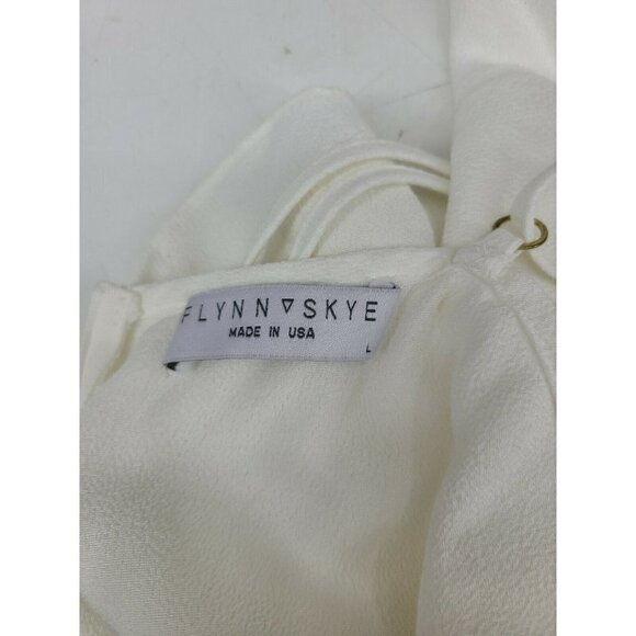 New Flynn Skye Mimi Romper Womens Large Off White Ruffle Shorts Rayon - Picture 6 of 7